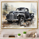 Grey Minimalist Pickup - Pickup Truck Canvas Wall Art