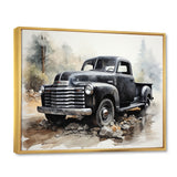 Grey Minimalist Pickup - Pickup Truck Canvas Wall Art