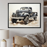 Minimalist Pickup Truck Monochrome - Pickup Truck Canvas Wall Art