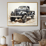 Minimalist Pickup Truck Monochrome - Pickup Truck Canvas Wall Art