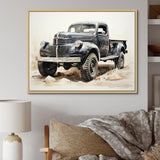 Minimalist Pickup Truck Monochrome - Pickup Truck Canvas Wall Art