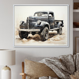Minimalist Pickup Truck Monochrome - Pickup Truck Canvas Wall Art