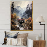 Brown Pickup Truck Misty Mountains - Pickup Truck Canvas Wall Art