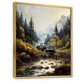Green Pickup Truck Misty Mountains I - Pickup Truck Canvas Wall Art