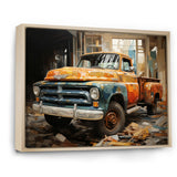 Orange Pickup Truck Mixed Perspective - Pickup Truck Canvas Wall Art