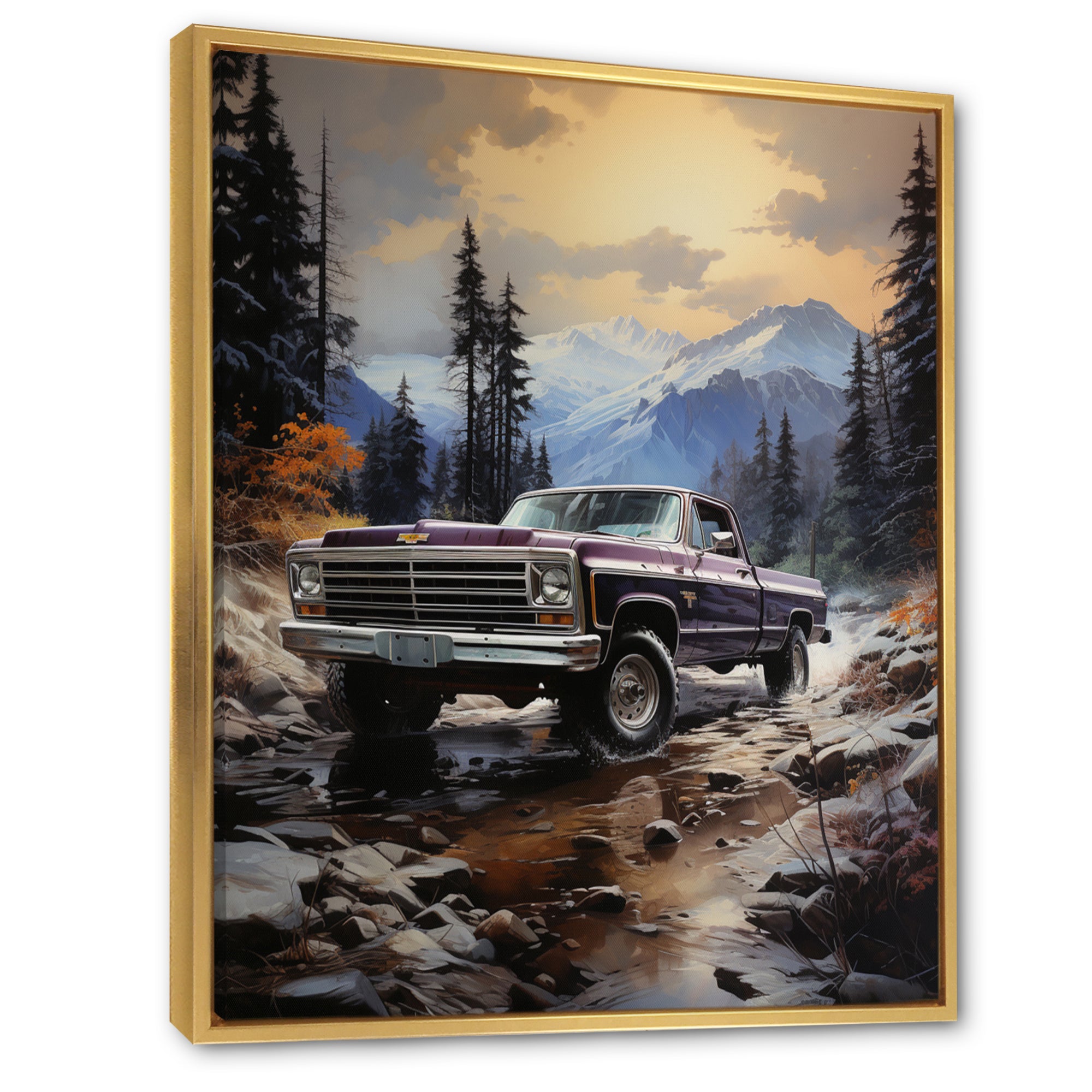 Pickup Truck Mountain Majesty - Pickup Truck Canvas Wall Art