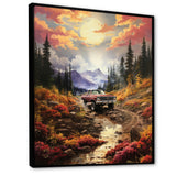 Yellow Pickup Truck Mountain Majesty - Pickup Truck Canvas Wall Art