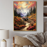 Yellow Pickup Truck Mountain Majesty - Pickup Truck Canvas Wall Art