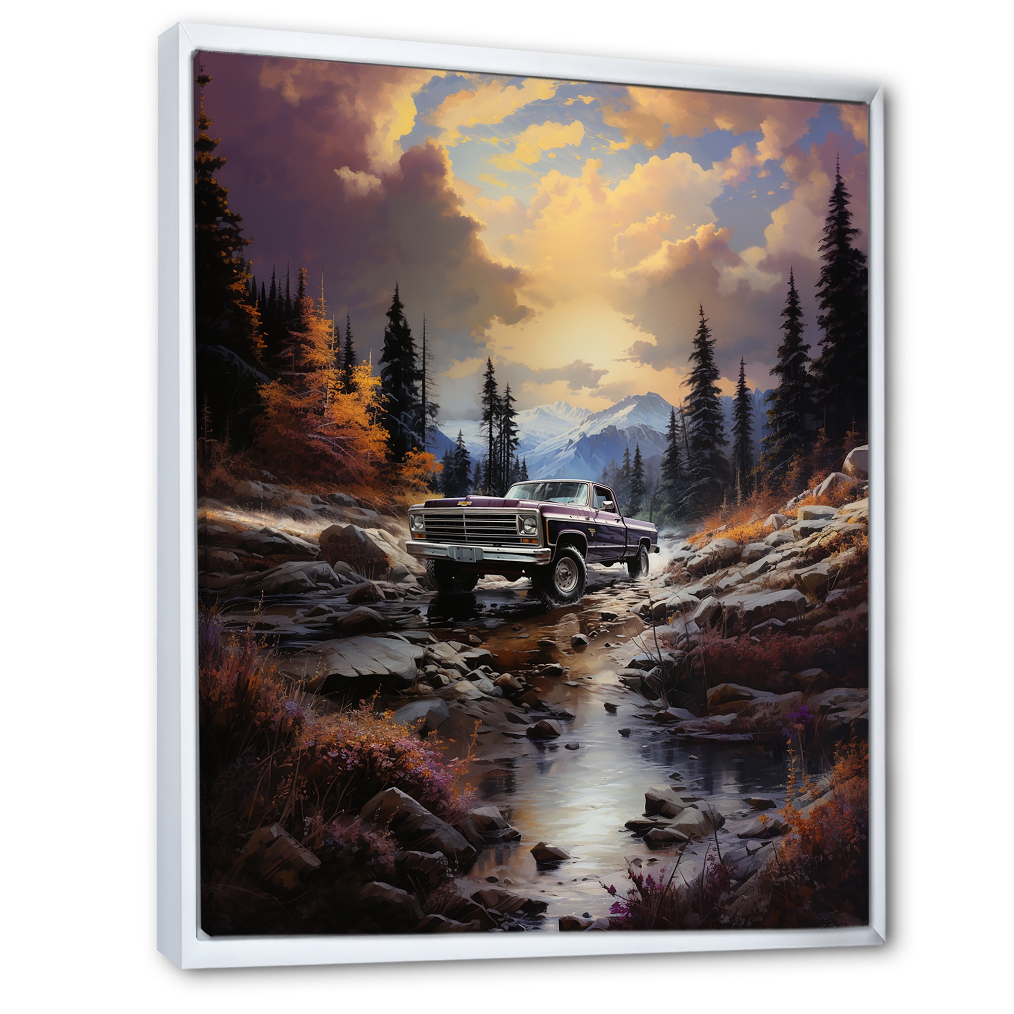 Brown Pickup Truck Mountain Majesty I - Pickup Truck Canvas Wall Art