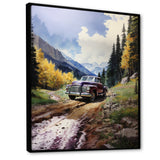 Green Pickup Truck Mountain Majesty - Pickup Truck Canvas Wall Art