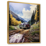 Green Pickup Truck Mountain Majesty - Pickup Truck Canvas Wall Art