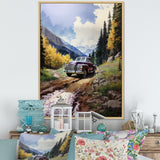 Green Pickup Truck Mountain Majesty - Pickup Truck Canvas Wall Art