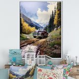 Green Pickup Truck Mountain Majesty - Pickup Truck Canvas Wall Art