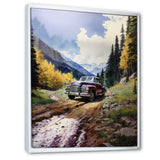 Green Pickup Truck Mountain Majesty - Pickup Truck Canvas Wall Art
