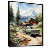 Pickup Truck Mountain Retreat - Pickup Truck Canvas Wall Art