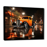 Orange Pickup Truck Night Drifters - Pickup Truck Canvas Wall Art
