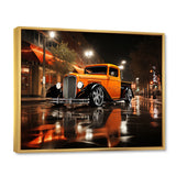 Orange Pickup Truck Night Drifters - Pickup Truck Canvas Wall Art
