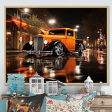 Orange Pickup Truck Night Drifters - Pickup Truck Canvas Wall Art