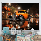 Orange Pickup Truck Night Drifters - Pickup Truck Canvas Wall Art