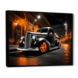 Black Orange Pickup Truck Night Drifters - Pickup Truck Canvas Wall Art