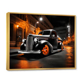 Black Orange Pickup Truck Night Drifters - Pickup Truck Canvas Wall Art