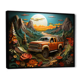 Orange Pickup Truck Offroad Adventures - Pickup Truck Canvas Wall Art