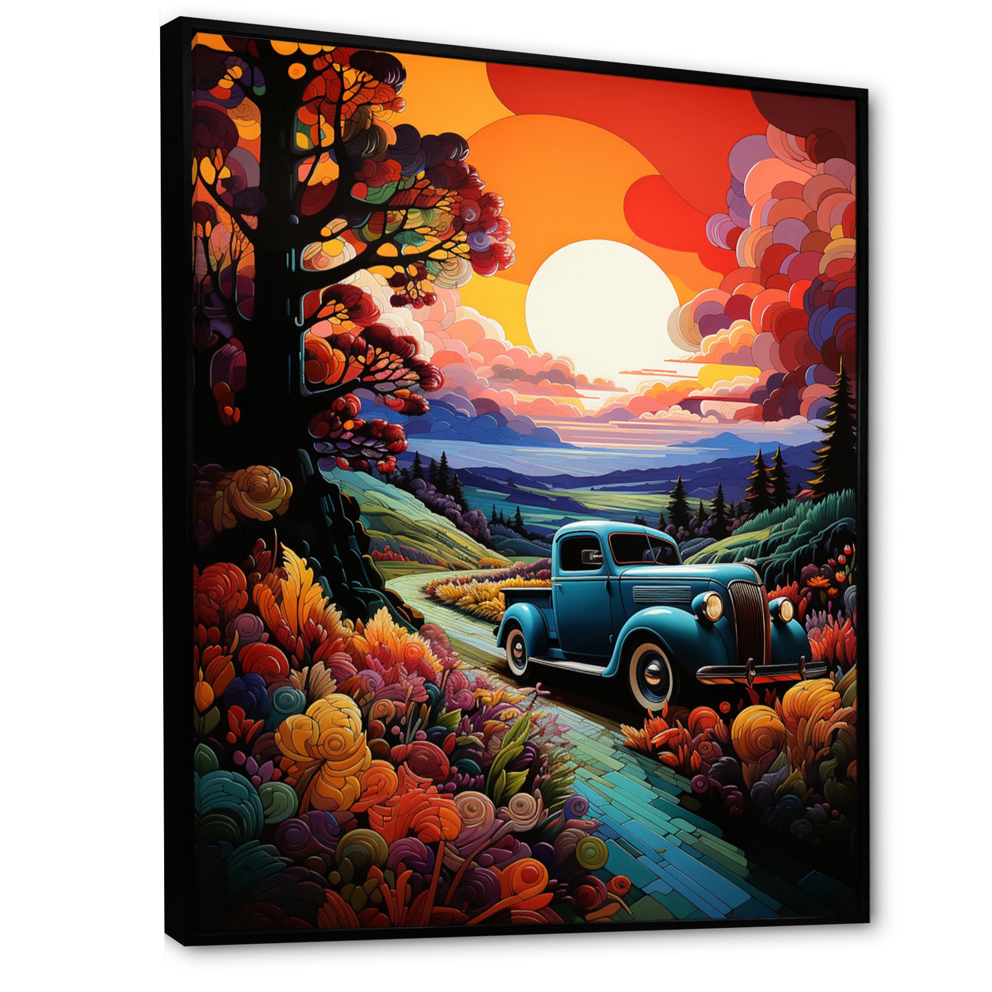 Colorful Pickup Truck Road Legends I - Pickup Truck Canvas Wall Art