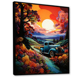 Colorful Pickup Truck Road Legends I - Pickup Truck Canvas Wall Art