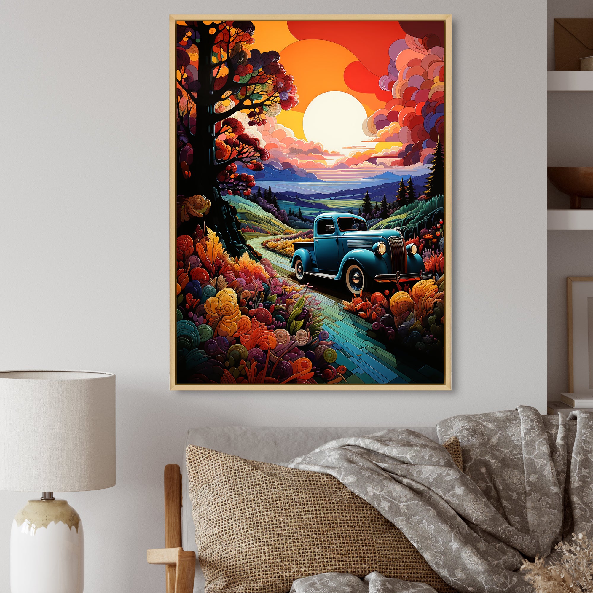 Colorful Pickup Truck Road Legends I - Pickup Truck Canvas Wall Art