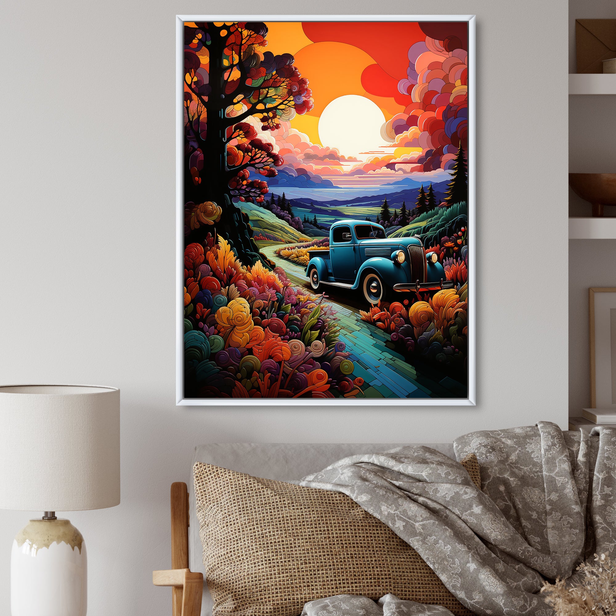 Colorful Pickup Truck Road Legends I - Pickup Truck Canvas Wall Art