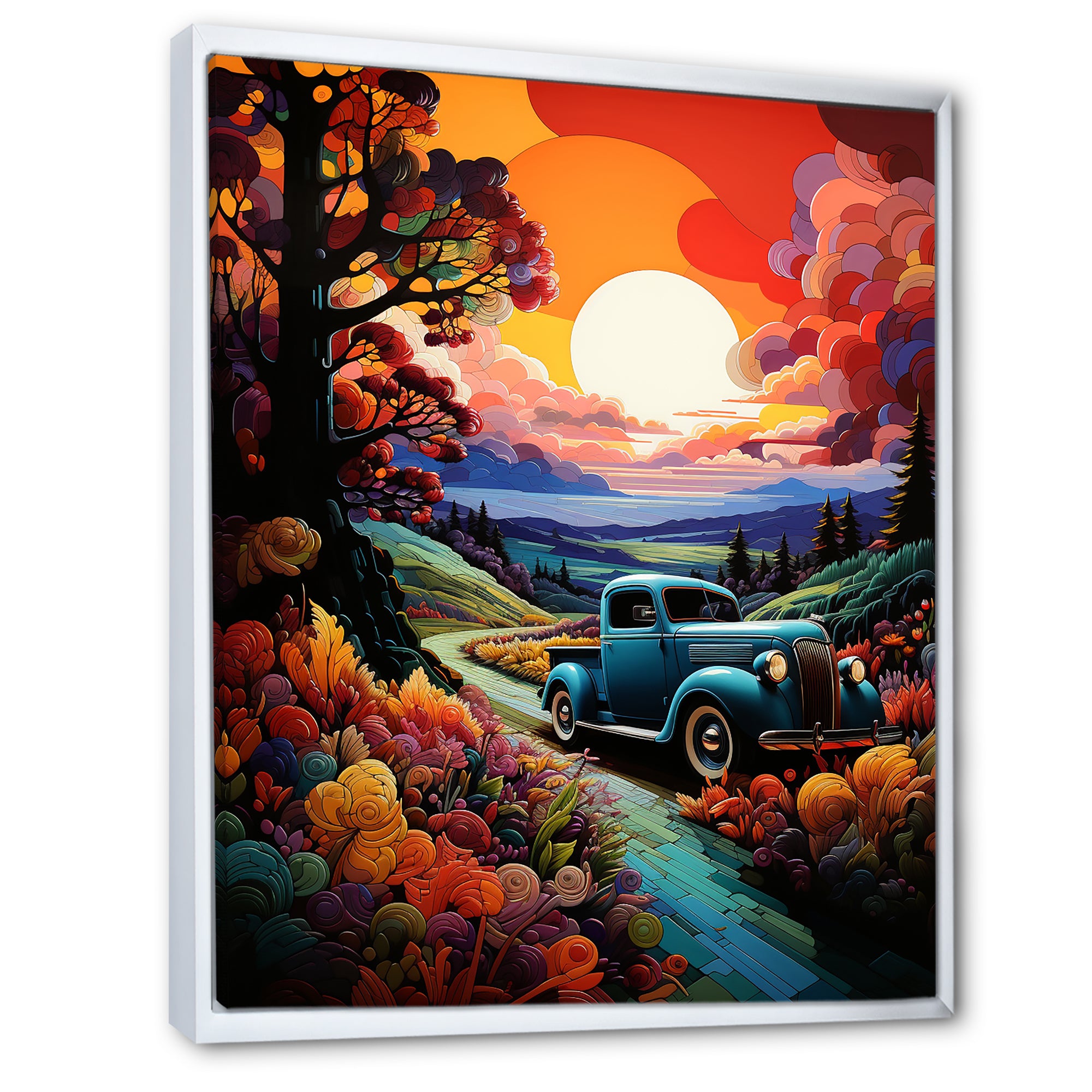 Colorful Pickup Truck Road Legends I - Pickup Truck Canvas Wall Art