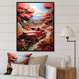 Coral Pickup Truck Road Legends I - Pickup Truck Canvas Wall Art