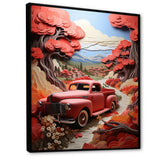 Coral Pickup Truck Road Legends I - Pickup Truck Canvas Wall Art