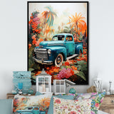 Pickup Truck Tropical Legends - Pickup Truck Canvas Wall Art