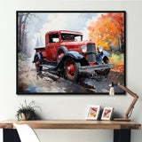 Red Pickup Truck Road Legends I - Pickup Truck Canvas Wall Art