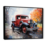 Red Pickup Truck Road Legends I - Pickup Truck Canvas Wall Art