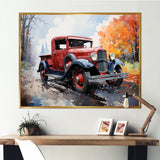 Red Pickup Truck Road Legends I - Pickup Truck Canvas Wall Art