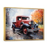 Red Pickup Truck Road Legends I - Pickup Truck Canvas Wall Art