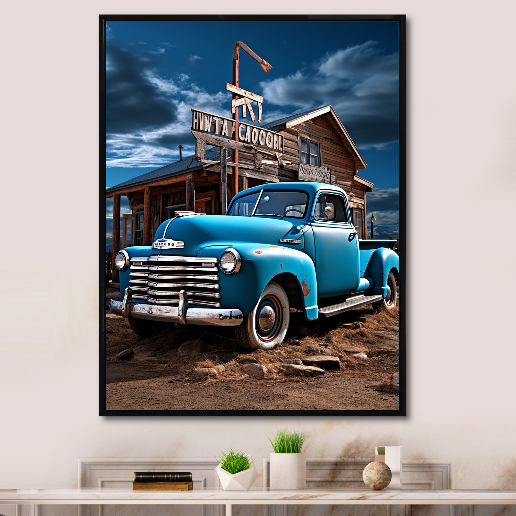 Pickup Truck Roadside Nostalgia - Pickup Truck Canvas Wall Art