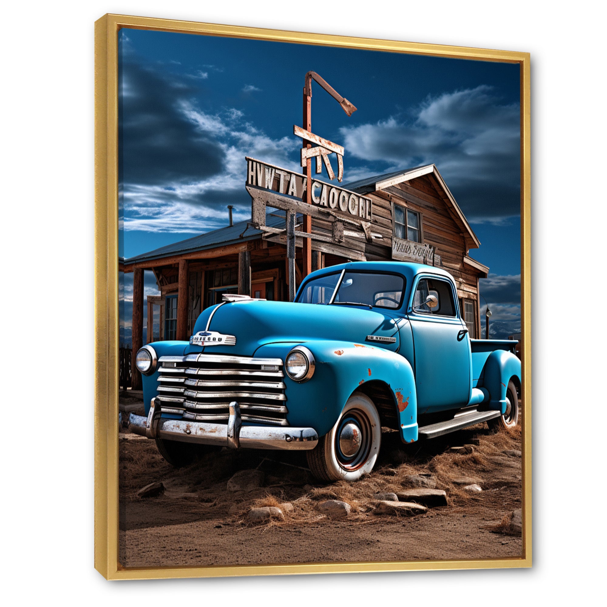 Pickup Truck Roadside Nostalgia - Pickup Truck Canvas Wall Art