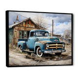 Blue Pickup Truck Roadside Nostalgia - Pickup Truck Canvas Wall Art