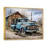 Blue Pickup Truck Roadside Nostalgia - Pickup Truck Canvas Wall Art