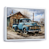 Blue Pickup Truck Roadside Nostalgia - Pickup Truck Canvas Wall Art