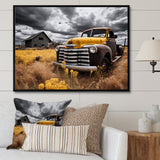 Yellow Pickup Truck Rustic Rides I - Pickup Truck Canvas Wall Art