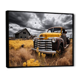Yellow Pickup Truck Rustic Rides I - Pickup Truck Canvas Wall Art