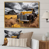 Yellow Pickup Truck Rustic Rides I - Pickup Truck Canvas Wall Art