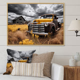 Yellow Pickup Truck Rustic Rides I - Pickup Truck Canvas Wall Art