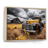 Yellow Pickup Truck Rustic Rides I - Pickup Truck Canvas Wall Art