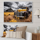 Yellow Pickup Truck Rustic Rides I - Pickup Truck Canvas Wall Art