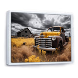 Yellow Pickup Truck Rustic Rides I - Pickup Truck Canvas Wall Art